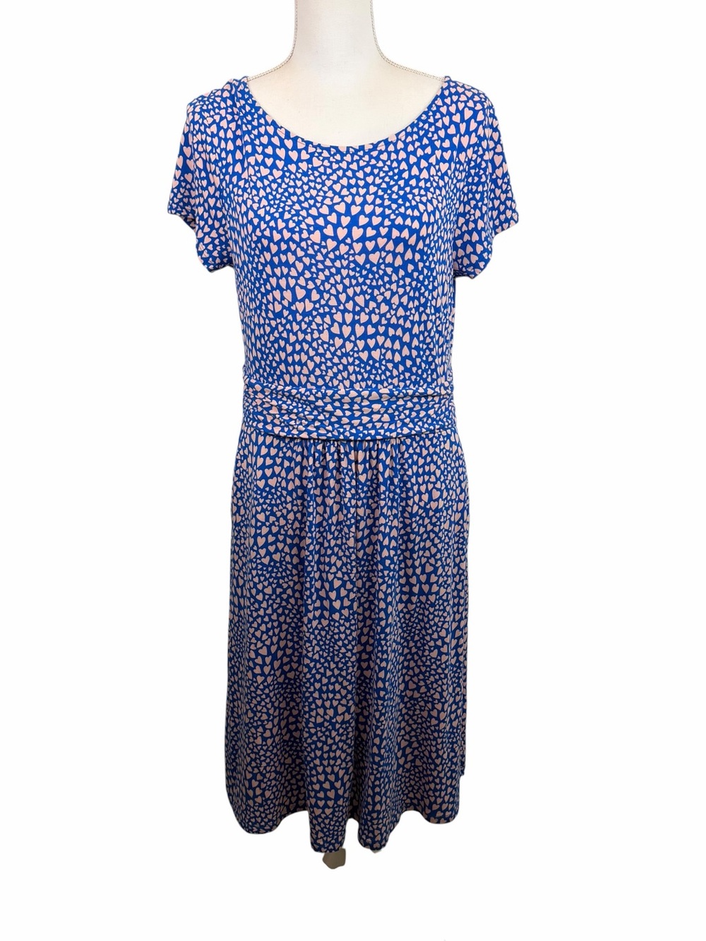 Boden | Amelie Blue Pink Heart Print Jersey Dress New
